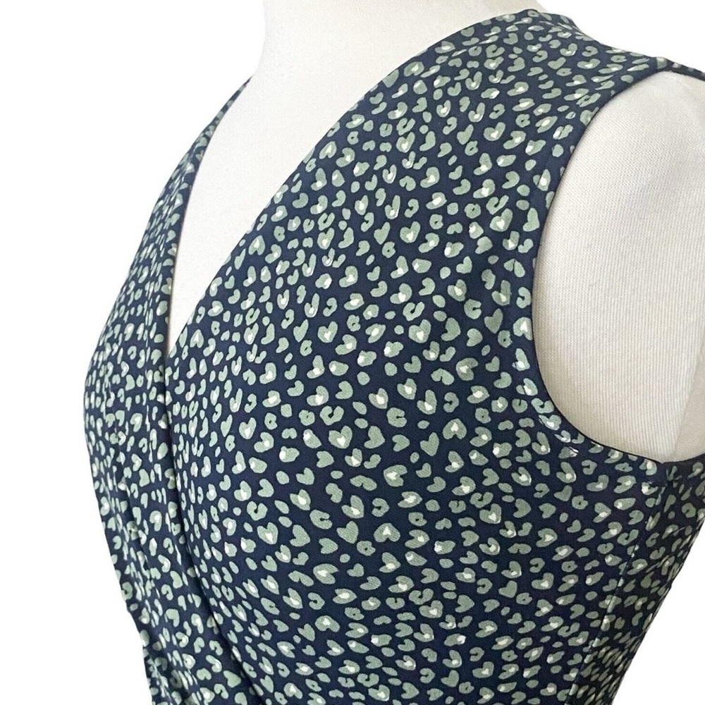 Kaileigh Navy & Green Abstract Print Sleeveless Midi Dress - Size Medium - Picture 3 of 7